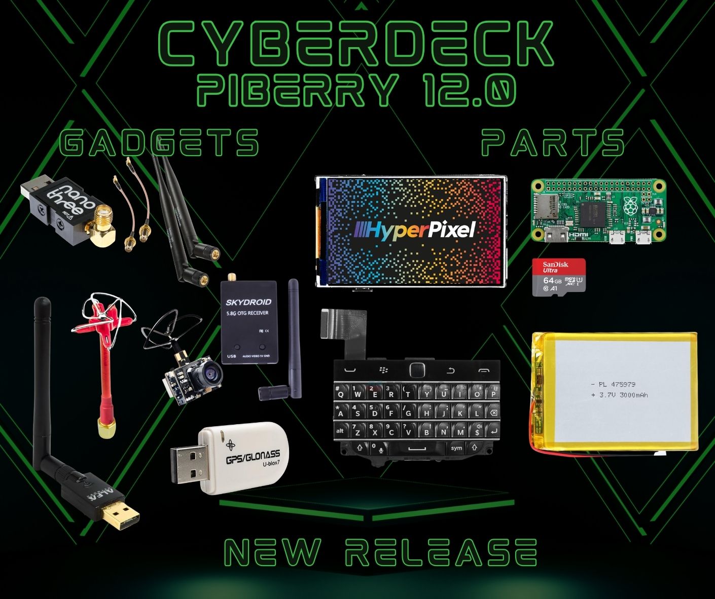 PiBerry 12.0 - Pi Zero 2W Handheld - Carbon Computers