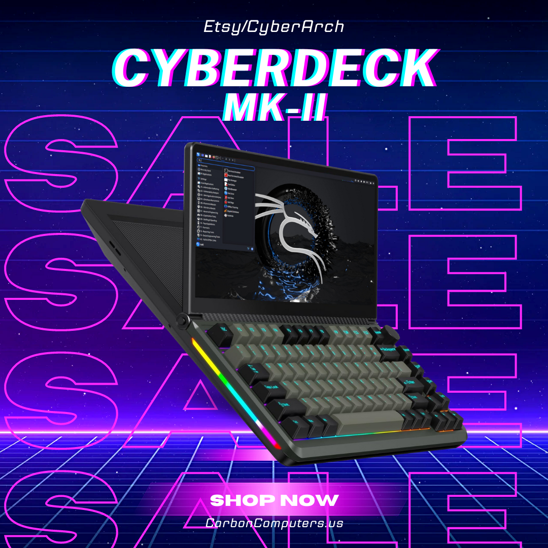 CyberDeck MK-II with MacOS, Windows - Dual Boot Kali & BlackArch - Carbon Computers