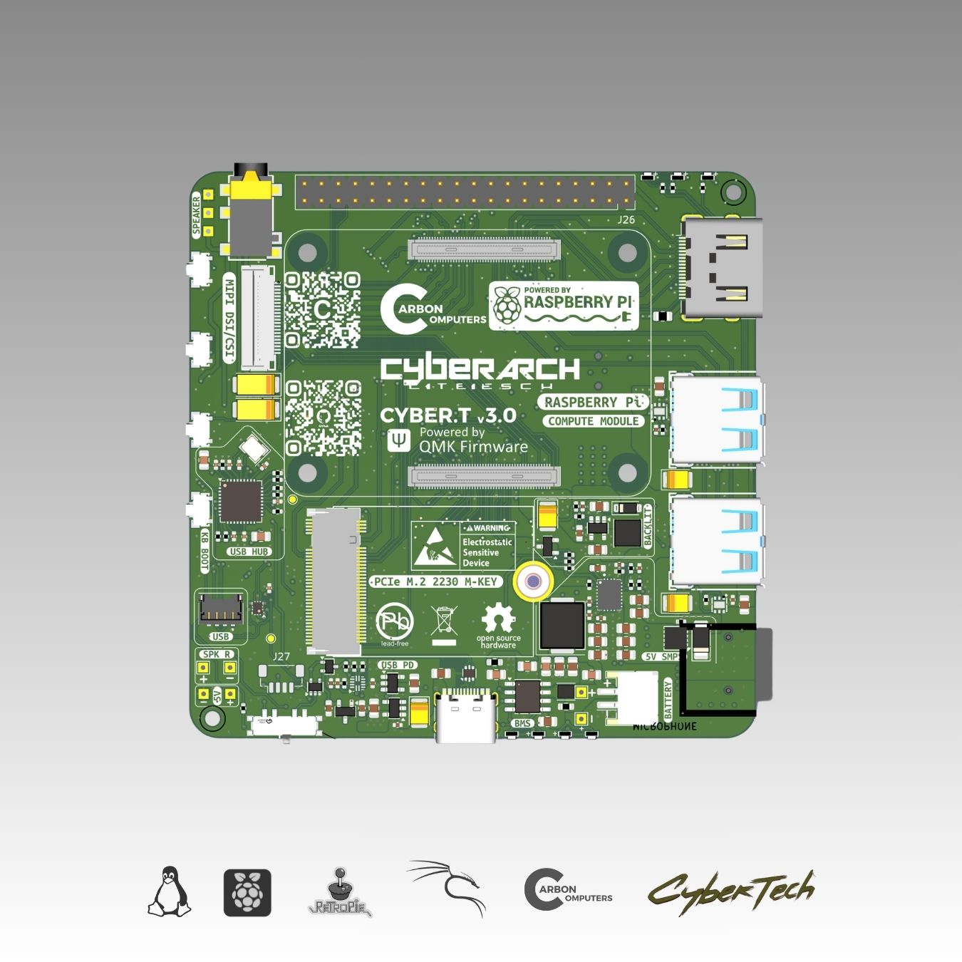 CM5 AIO Board – Compact Carrier with BMS (Pre-Order) - Carbon Computers